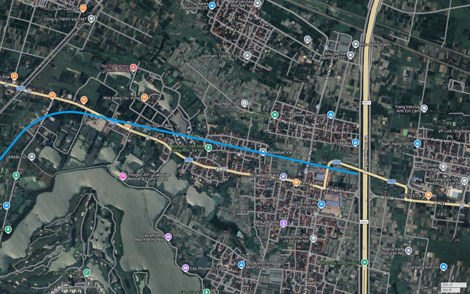 Địa bàn Vân Trì Vân Nội thuộc Đông Anh, tuyến metro số 15 Hà Nội kết thúc phía đông tại nút Quốc lộ 23 giao đường Võ Nguyên Giáp