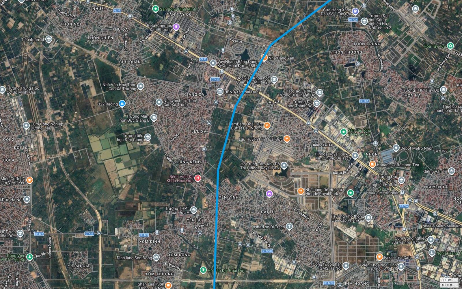 Địa bàn Lai Xá Yên Vĩnh Kim Chung Di Trạch, tuyến metro số 15 Hà Nội cách Nhà ga Metro Nhổn của tuyến số 3 khoảng ba cây số về phía đông
